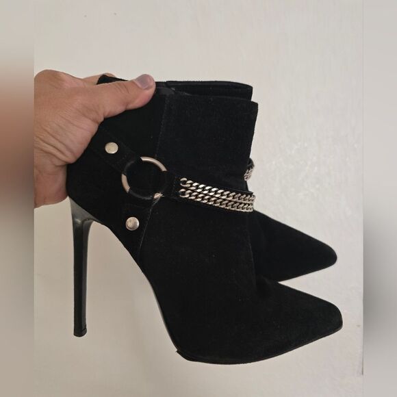 Saint Laurent Black Suede Pointed Toe Boots Size 8.5 - Picture 2 of 15